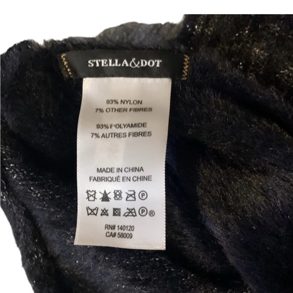 Stella & Dot Kaci Versatile 2 in 1 Soft Black Metallic Scarf - Picture 3 of 5
